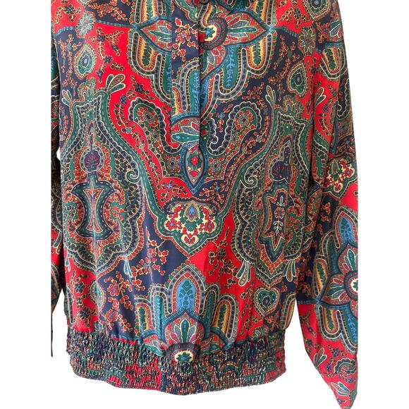 Vtg Alfred Dunner Paisley Blouse, Blue Green Red Women 8, 80’s/90’s - Picture 3 of 7